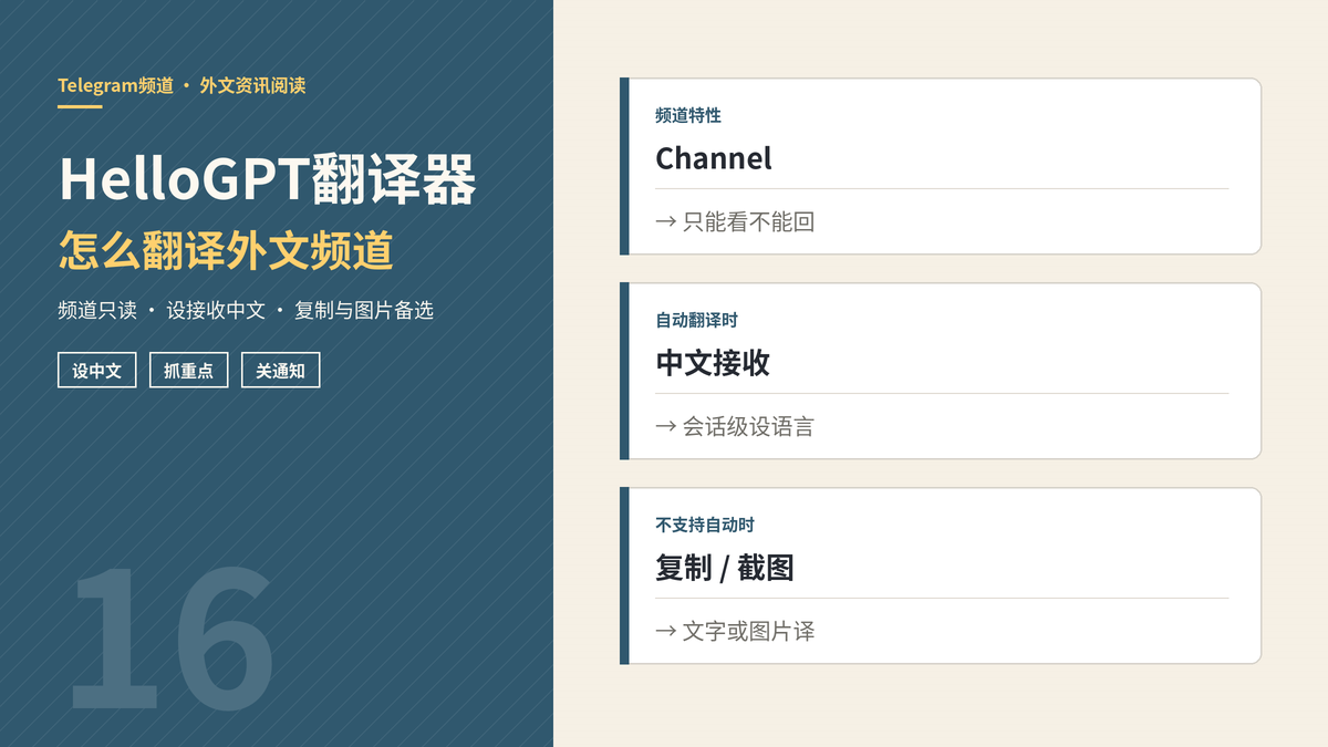 HelloGPT翻译器Telegram频道翻译封面示意图