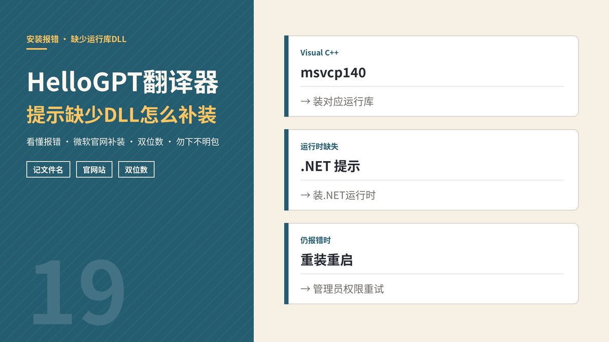 HelloGPT翻译器缺少运行库DLL补装封面示意图