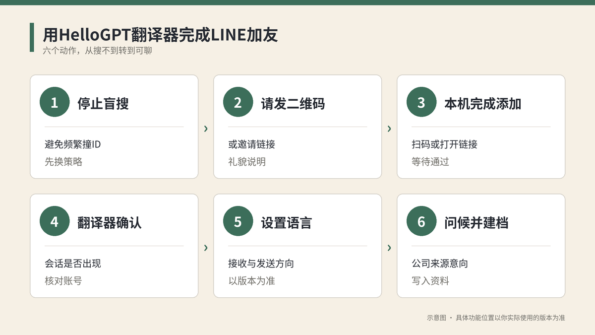 HelloGPT翻译器添加LINE好友的步骤示意