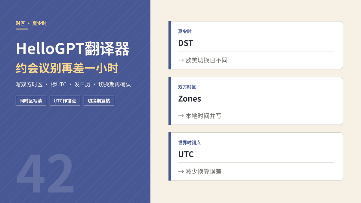 夏令时约会议防错与HelloGPT翻译器封面示意图