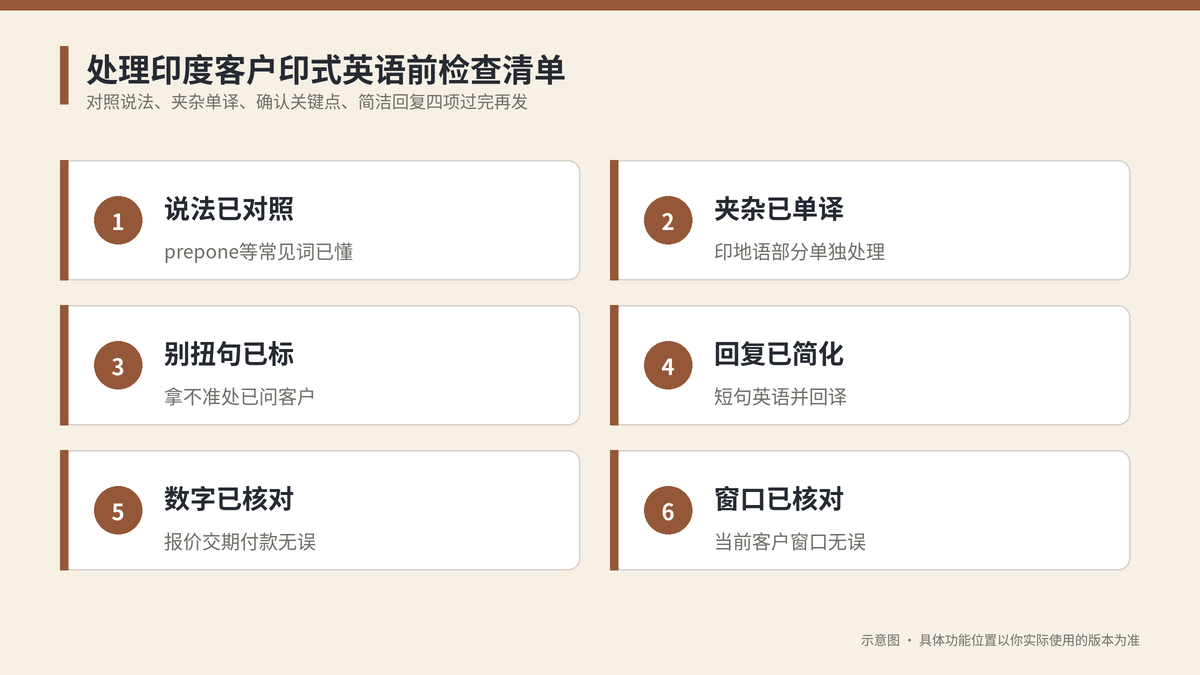 处理印度客户印式英语前检查清单示意图