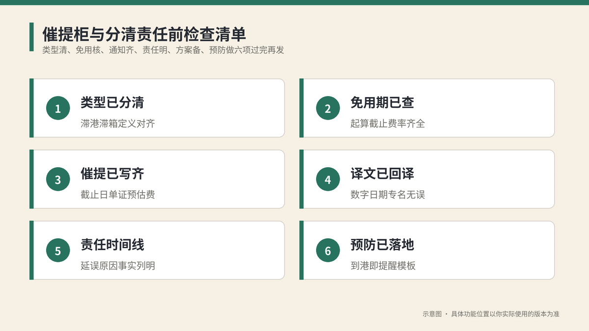 催提柜与分清责任前检查清单示意图