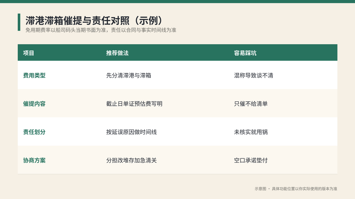 滞港滞箱催提与责任对照示意图