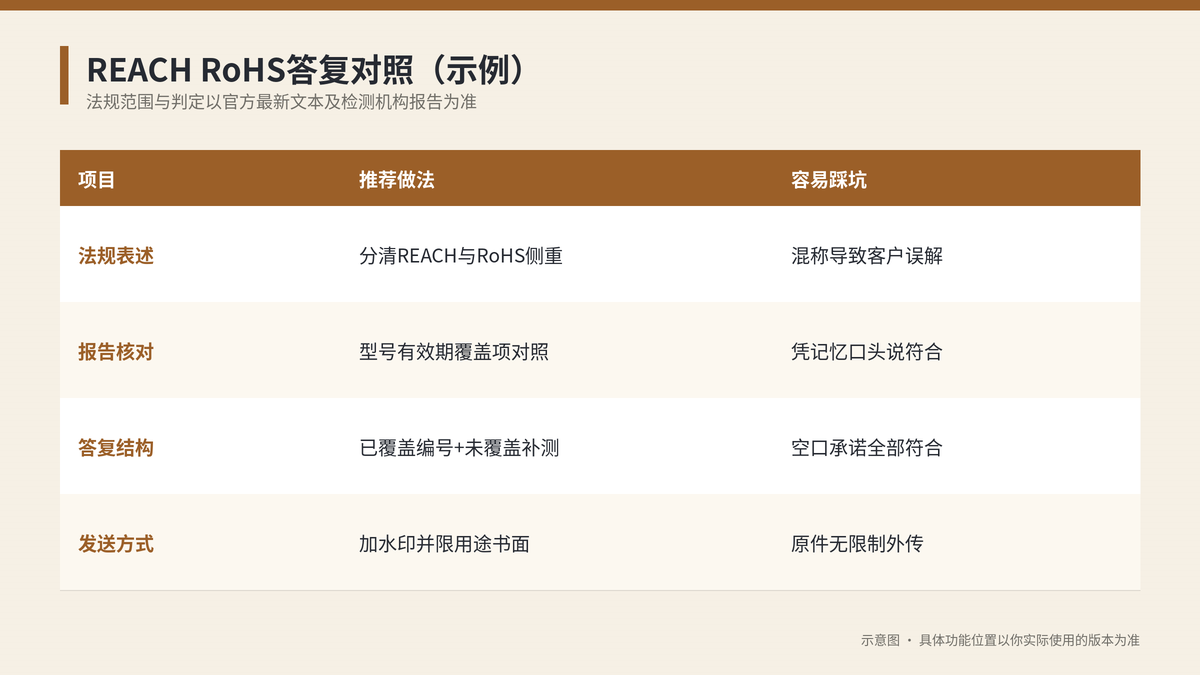 REACH RoHS答复对照示意图