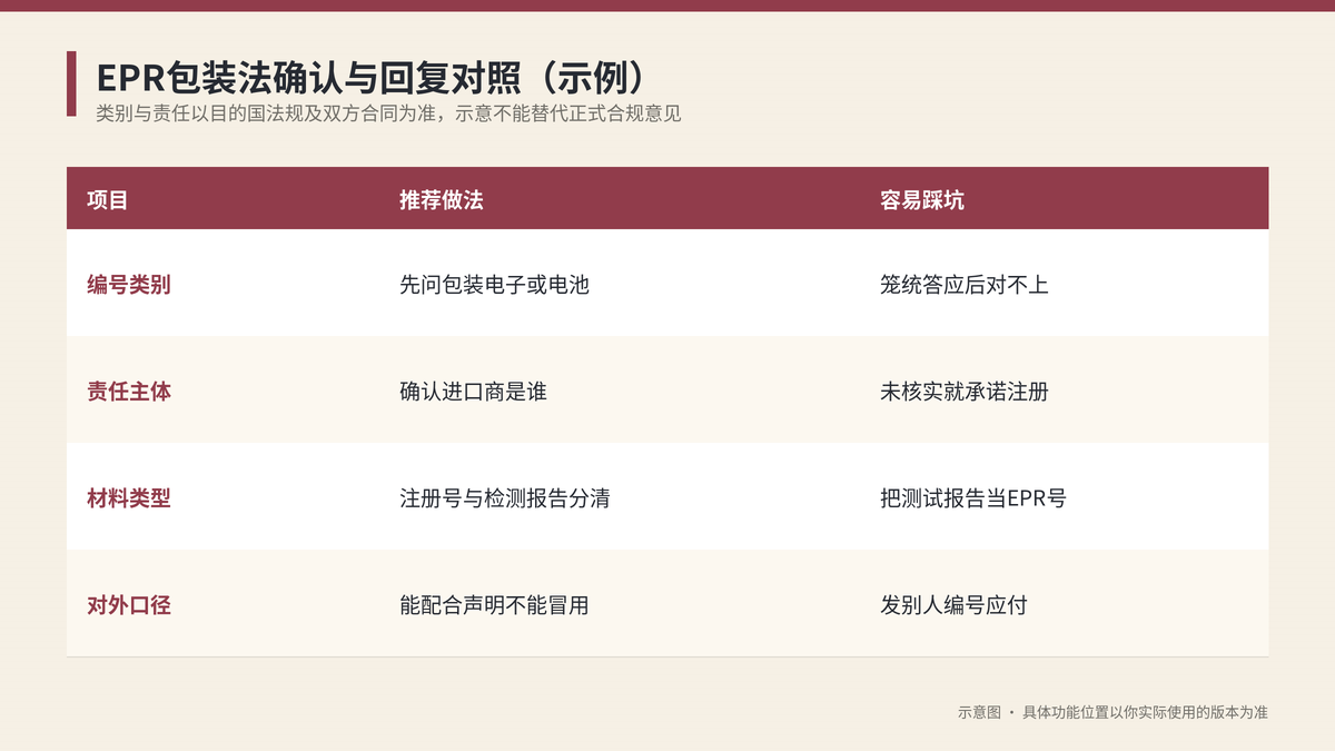 EPR包装法确认与回复对照示意图