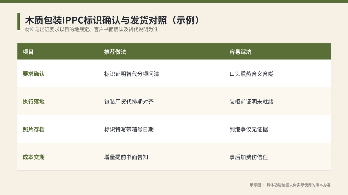 木质包装IPPC标识确认与发货对照示意图