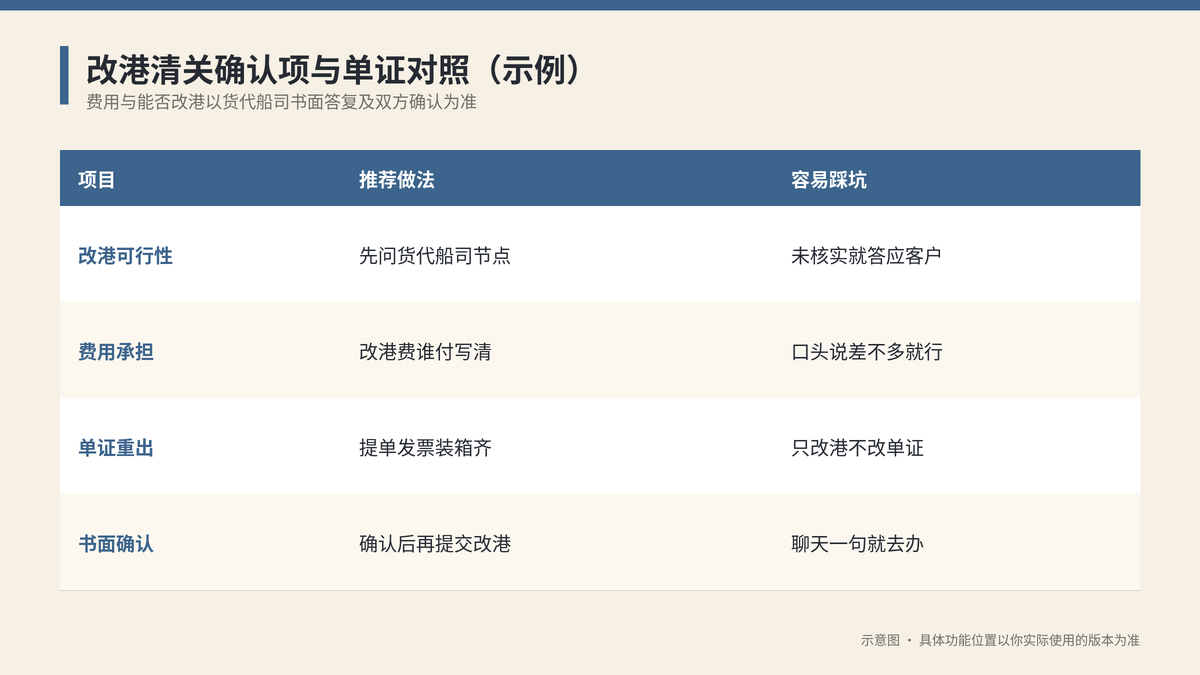 改港清关确认项与单证对照示意图