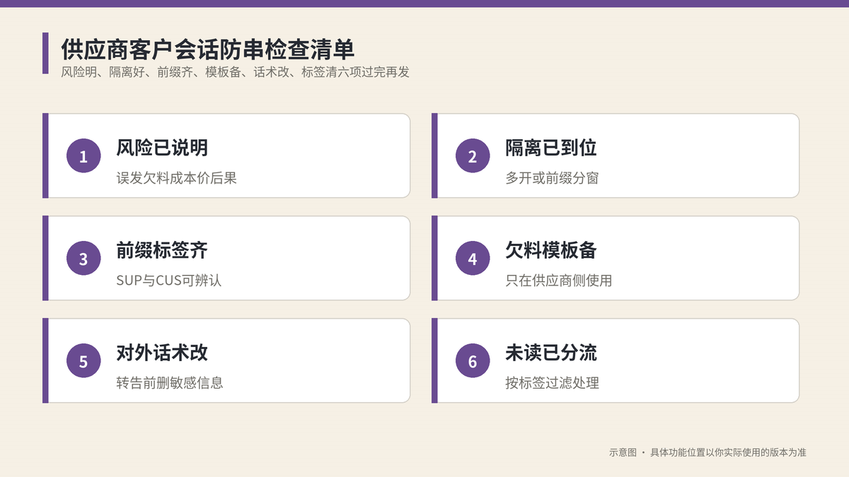 供应商客户会话防串检查清单示意图