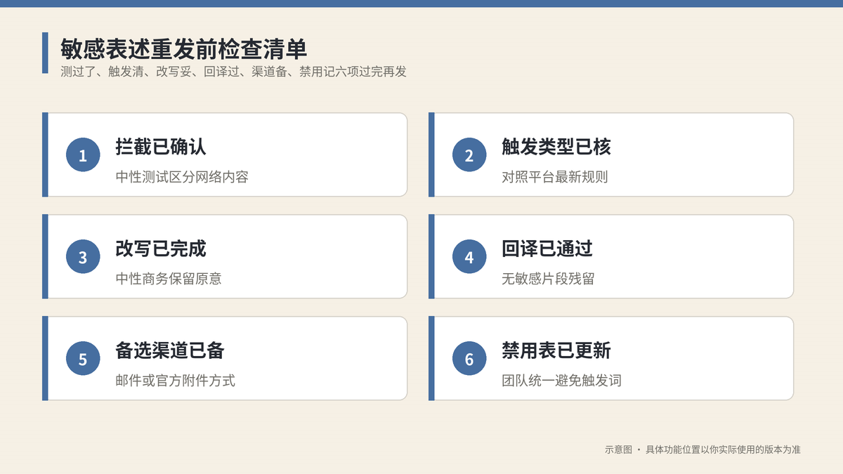 敏感表述重发前检查清单示意图