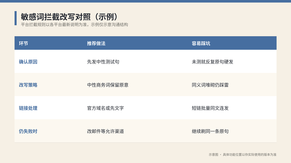 敏感词拦截改写对照示意图