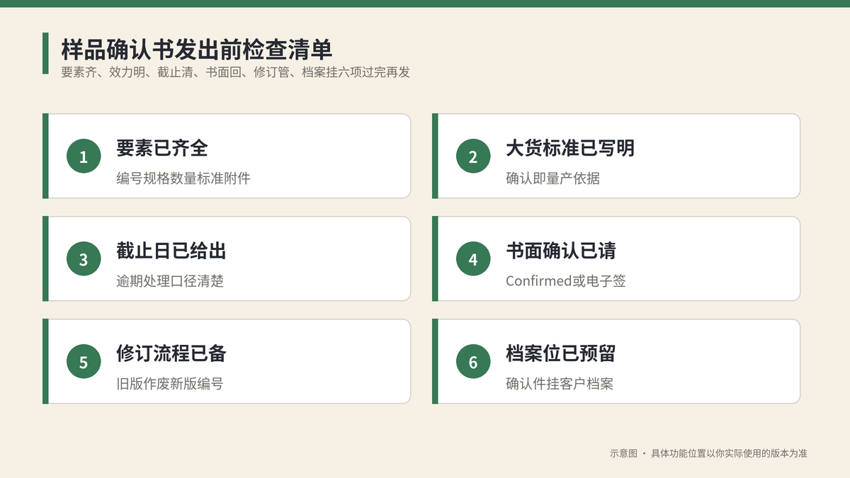 样品确认书发出前检查清单示意图
