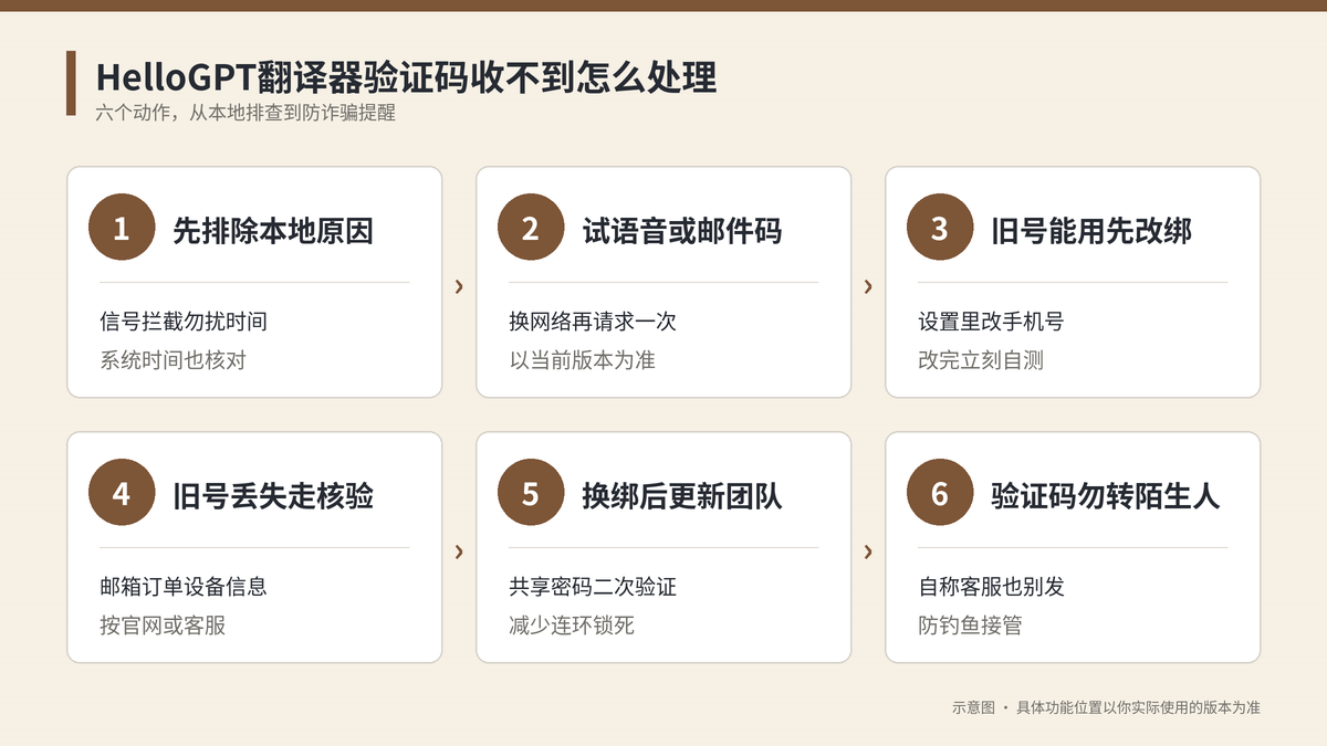 HelloGPT翻译器验证码收不到六个步骤示意图